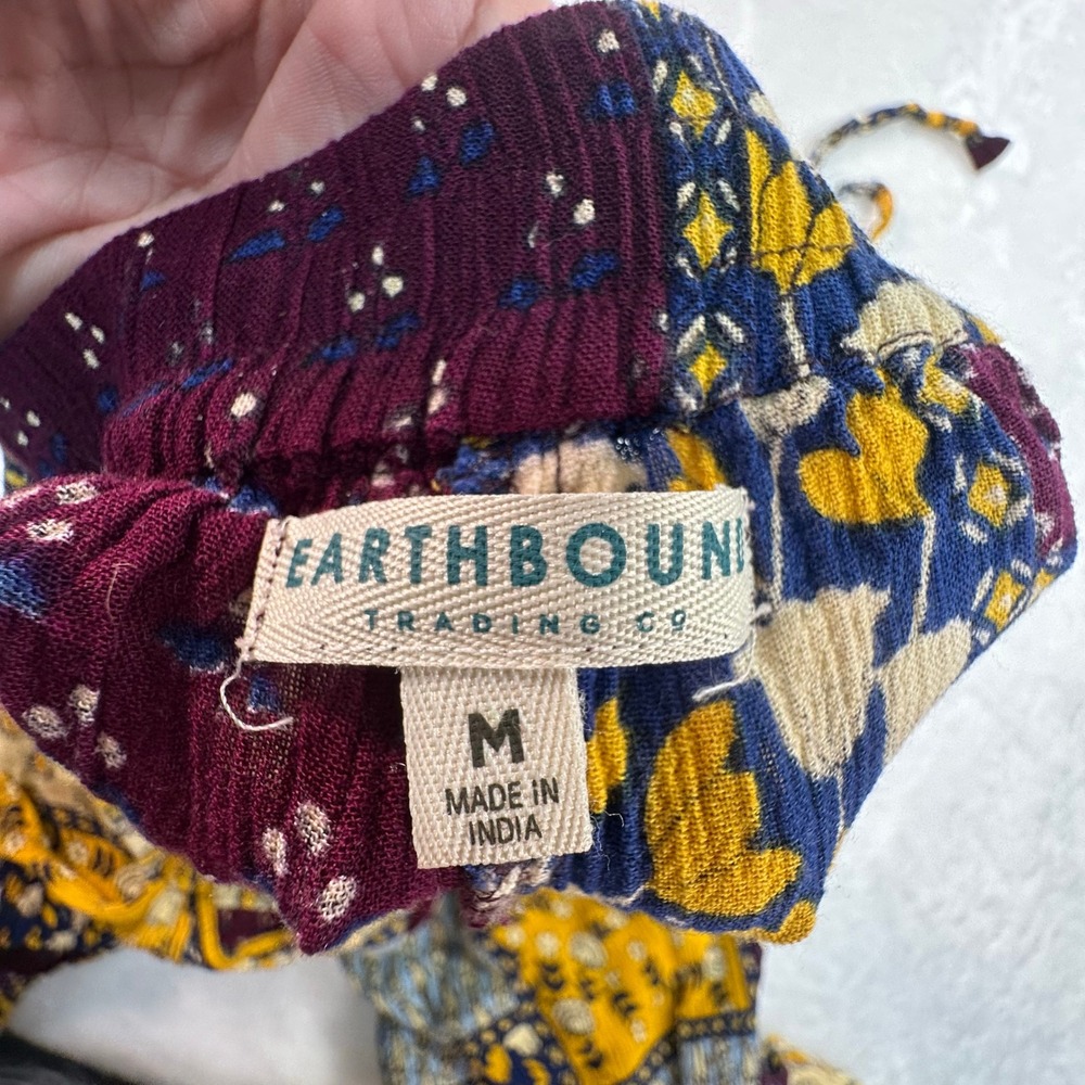 Earthbound Trading Co Jumpsuit Women Size M Multicolor Patchwork Halter Wide Leg - Picture 8 of 12